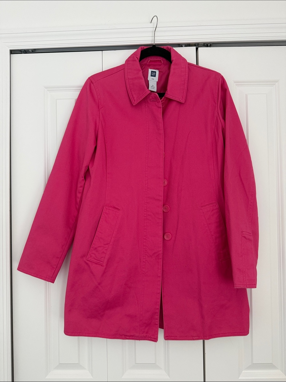 GAP Women's Bright Pink Single-Breasted Trench Coat
